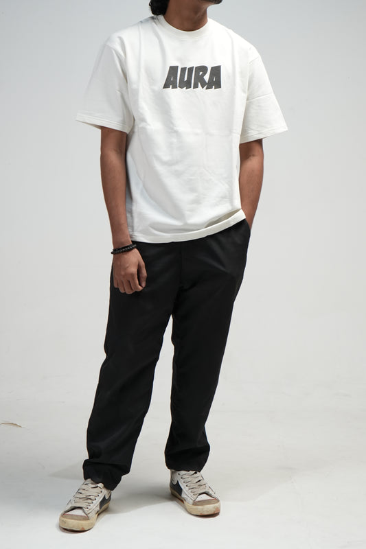 Aura Printed Oversized T-Shirt – Off-White | Puff Print