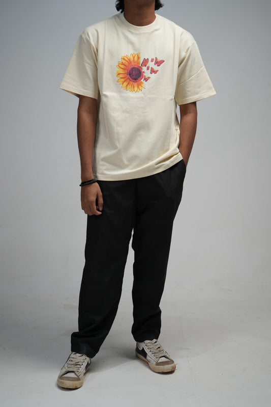 🌻 Sun-Kissed Bloom Tee – Oversized Edition 🦋 | DTG print