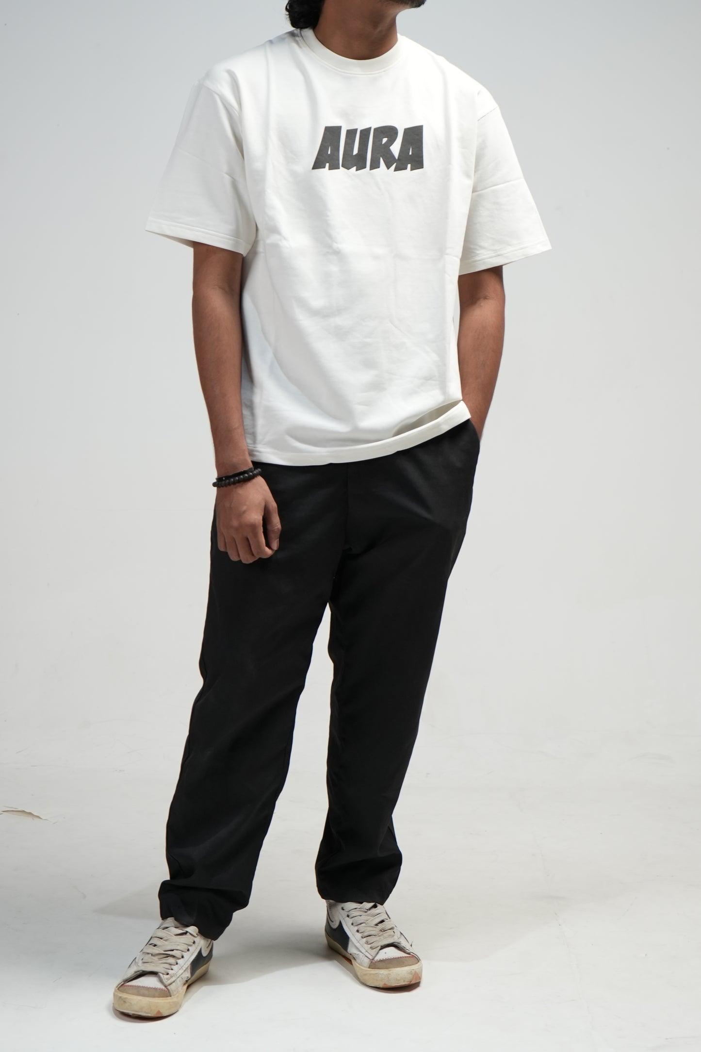 Aura Printed Oversized T-Shirt – Off-White | Puff Print