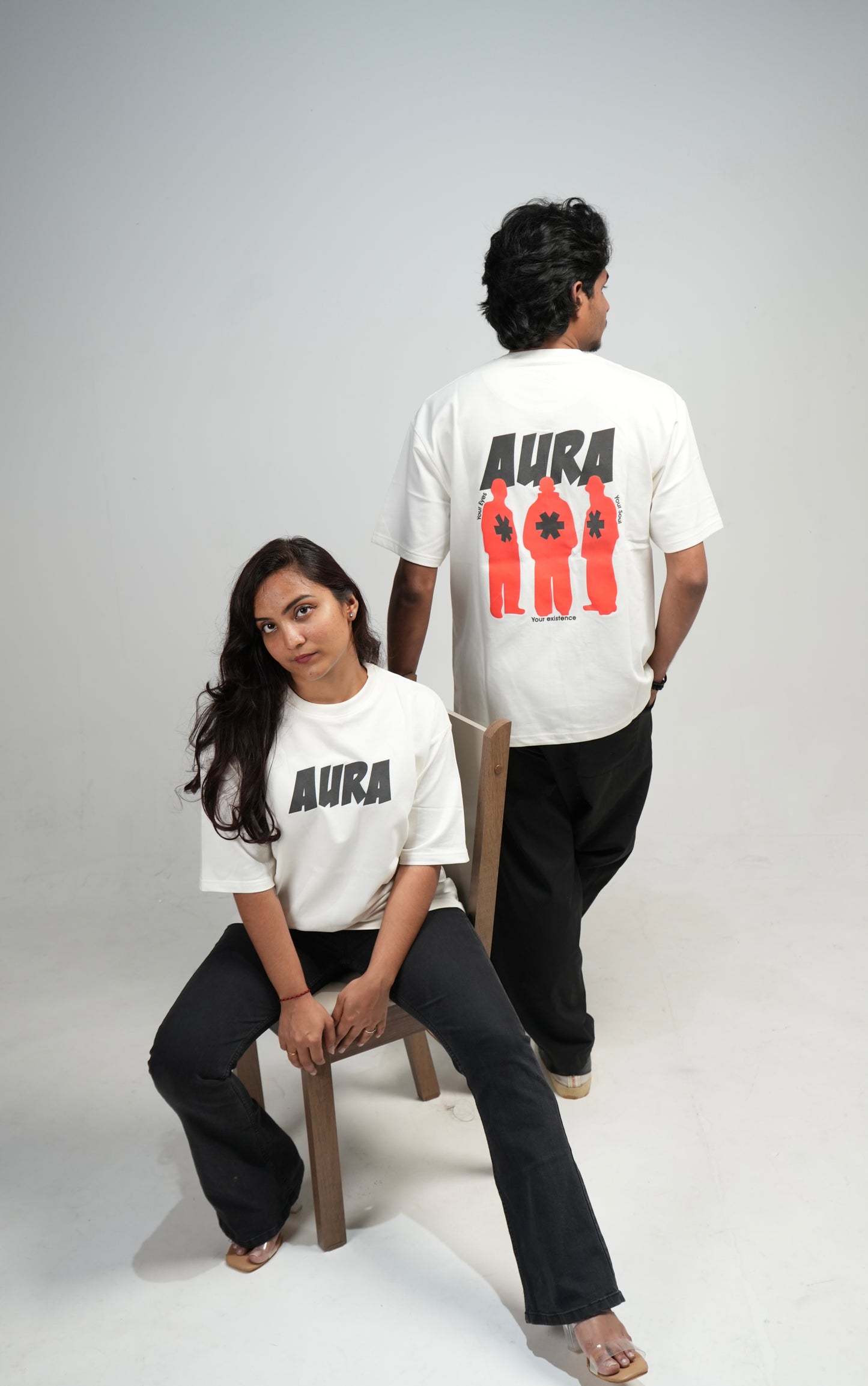 Aura Printed Oversized T-Shirt – Off-White | Puff Print