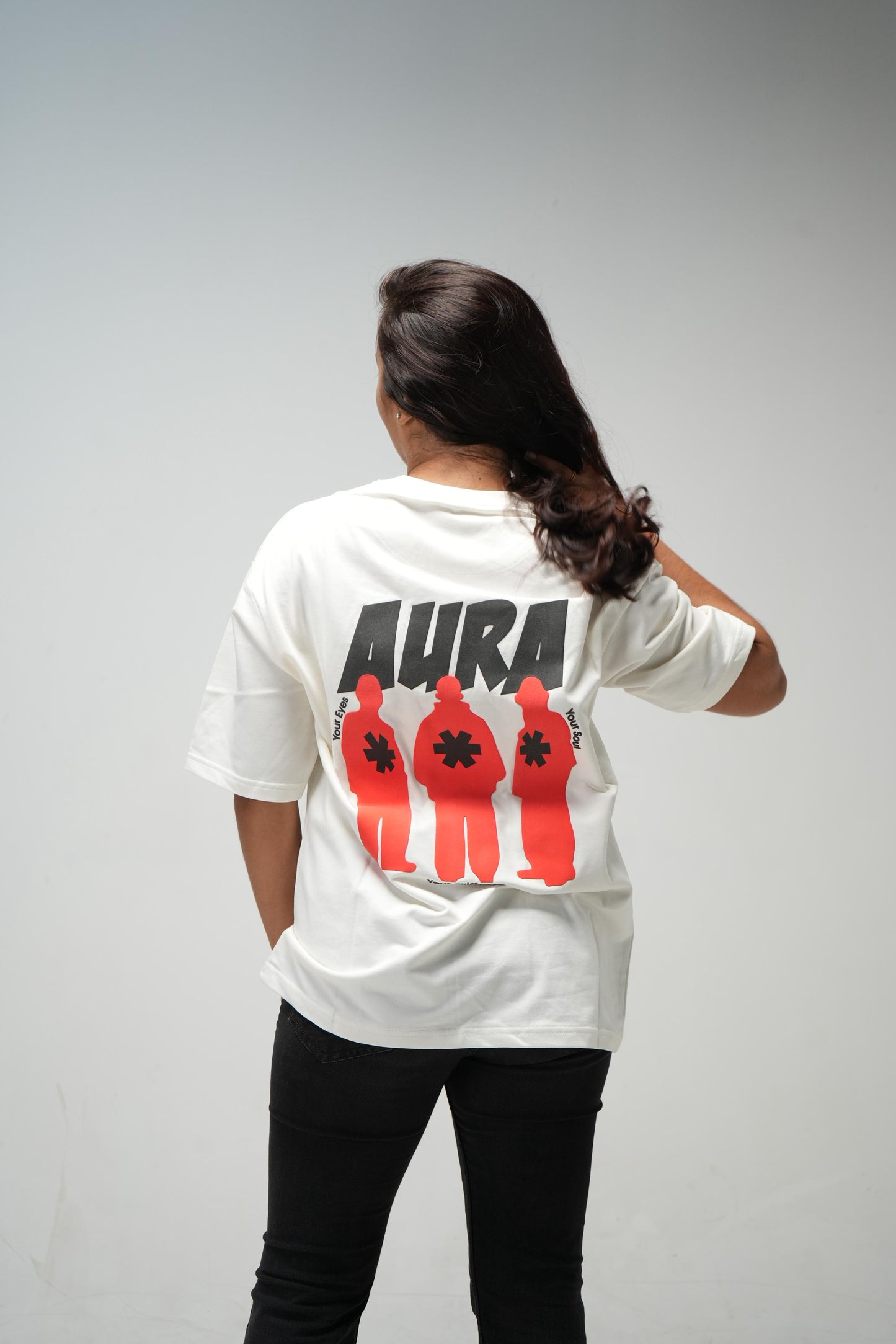 Aura Printed Oversized T-Shirt – Off-White | Puff Print