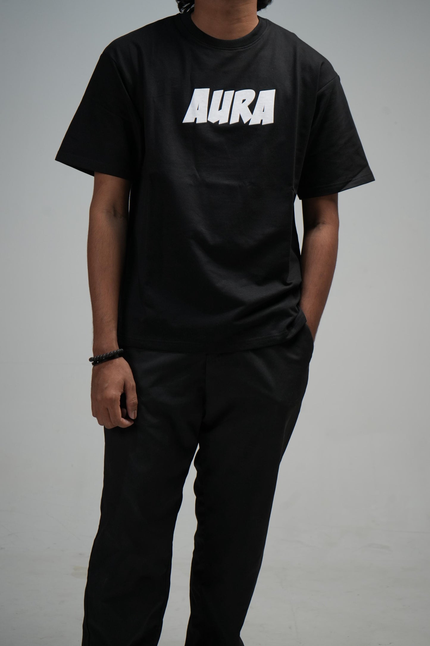 Aura Printed Oversized T-Shirt – Black | Puff Print