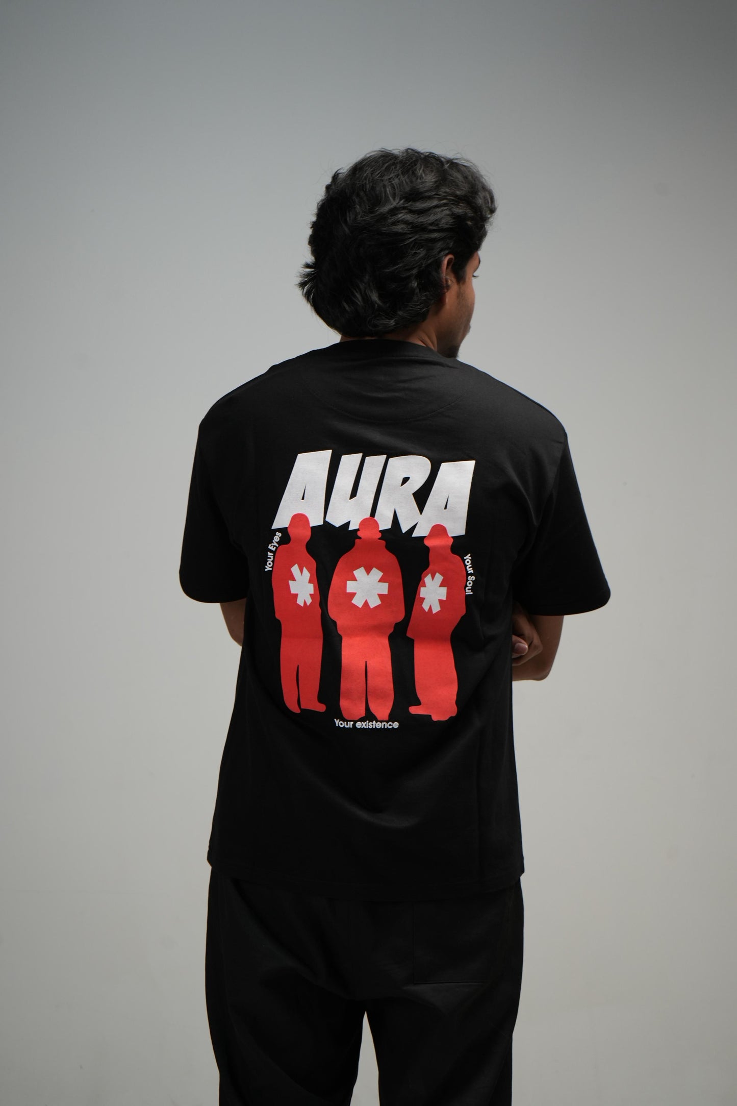 Aura Printed Oversized T-Shirt – Black | Puff Print